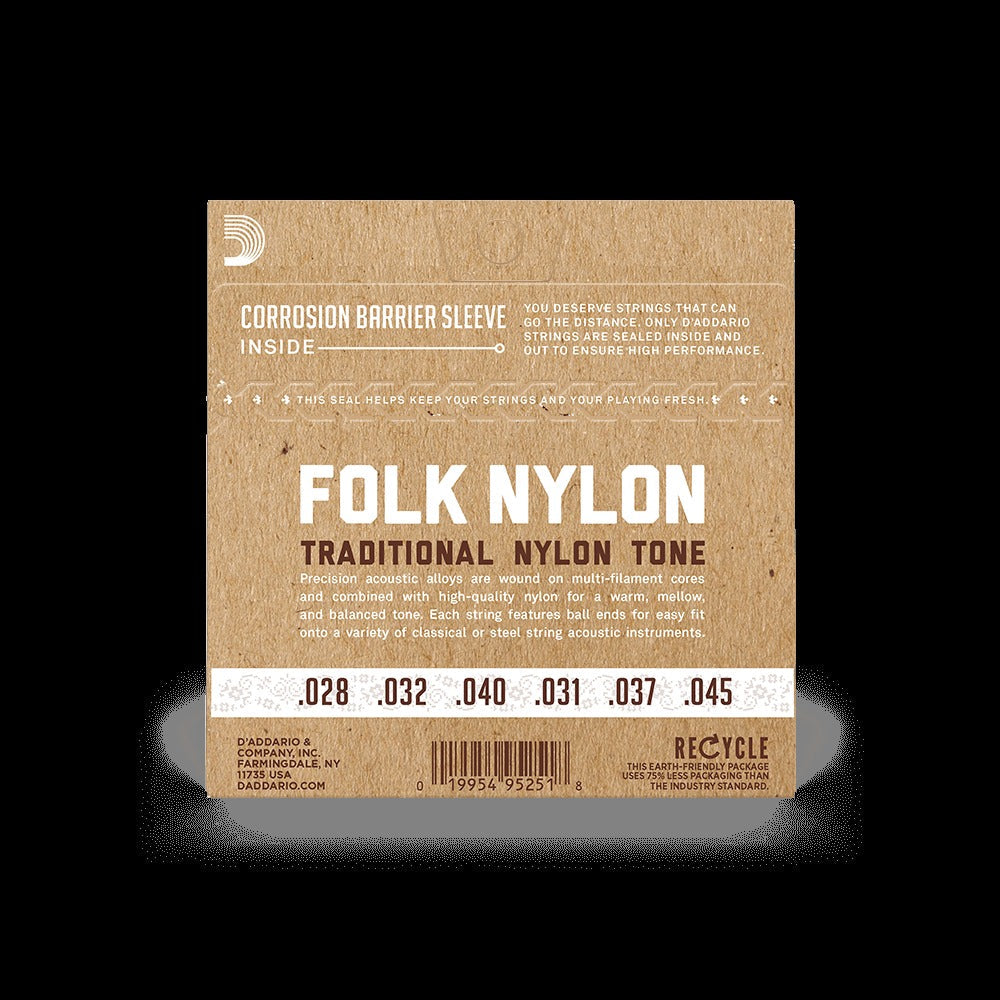 Normal Tension Ball End, 80/20 Bronze/Clear Nylon, Folk Nylon Classical Guitar Strings
