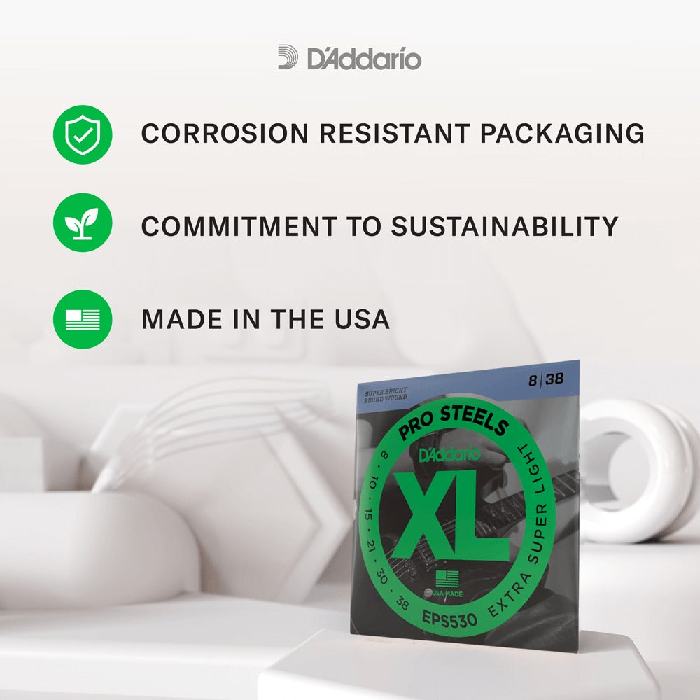 08-38 Extra Super Light, XL ProSteels Electric Guitar Strings