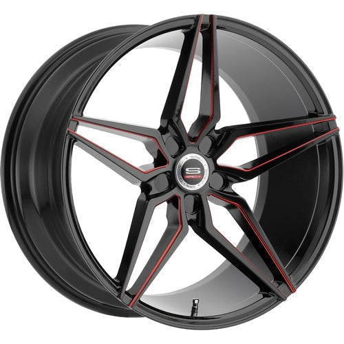 Spec-1 Wheels SPM-81 Gloss Black w/ Red Inner Spoke Edges 20x9 | 5x120 (SPM8120901832GBRL)