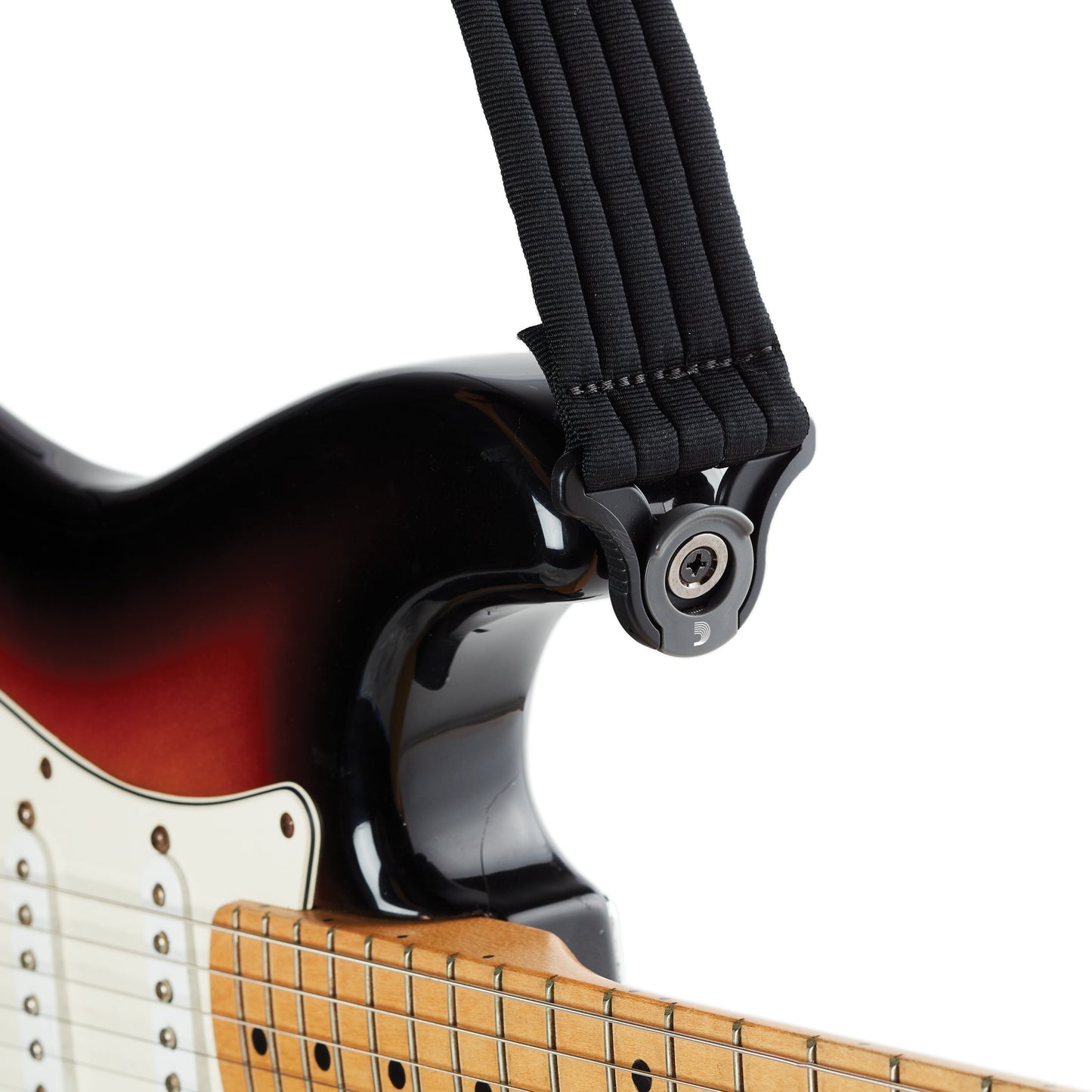 Auto Lock Locking Guitar Strap, Black Padded Stripes