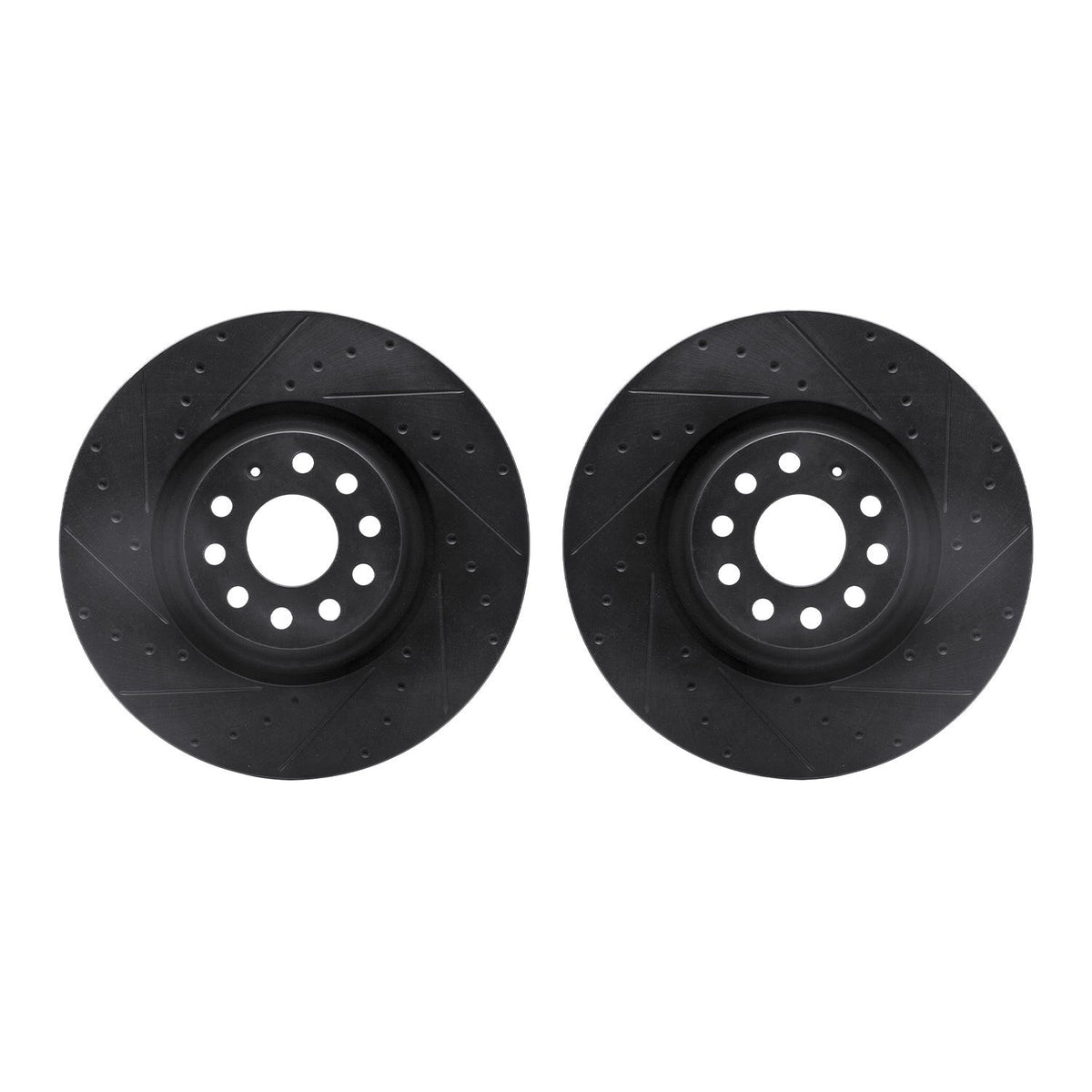 R1 Concepts Front Drilled & Slotted Black Rotors | 2015-2019 VW Golf R (WHPN1-73038)