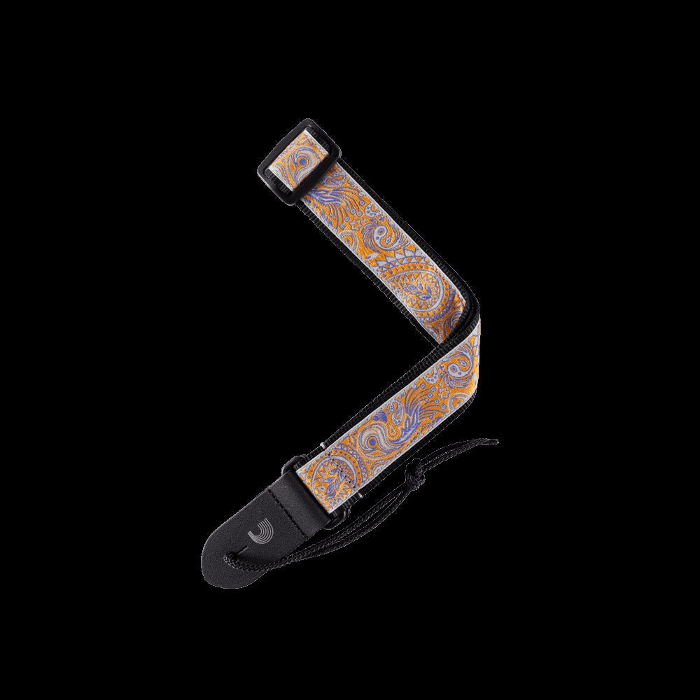 Jacquard Ukulele Straps, Paisley Grey/Orange