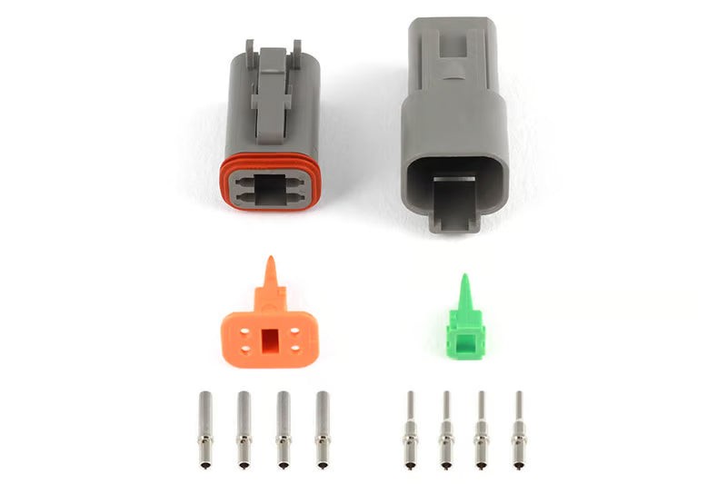 Haltech Plug And Pins Only - Matching Set Of Deutsch DT-4 Connectors (DT06-4S + DT04-4P) - ( 13 Amp) | Universal (HT-031114)