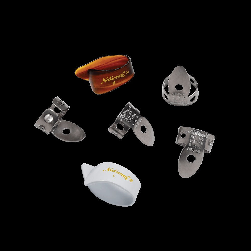 National Finger Picks, Stainless Steel and Celluloid Thumb Pick Bundle