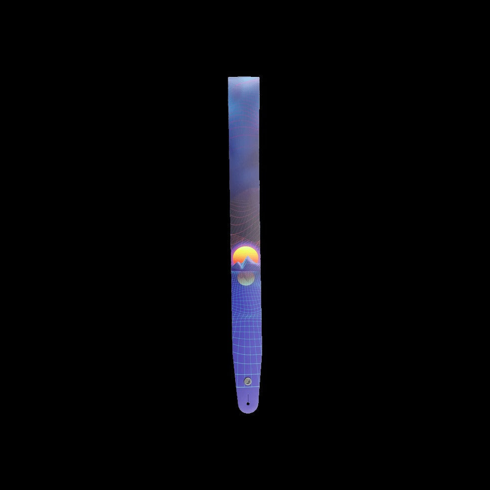 Outrun Printed Leather Guitar Strap, Sunset