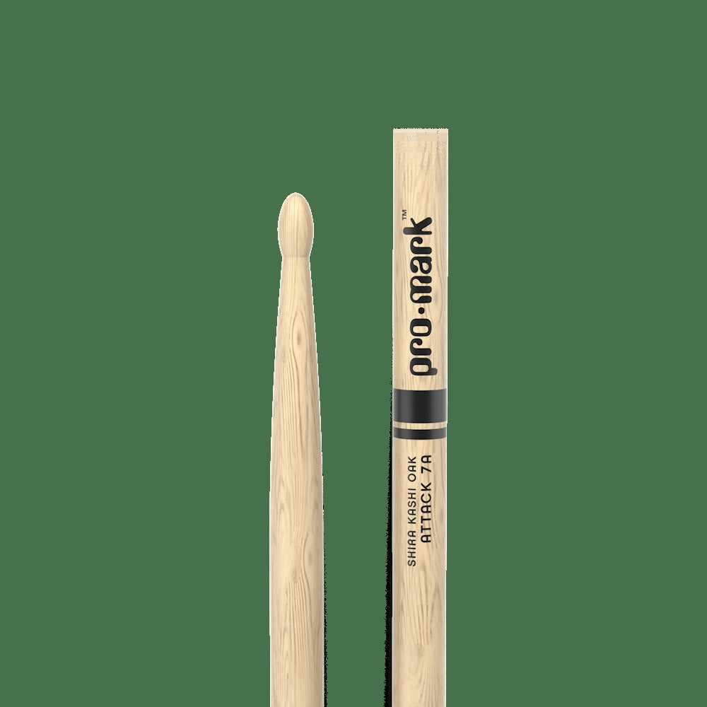 Classic Attack 7A Shira Kashi Oak Drumstick, Oval Wood Tip