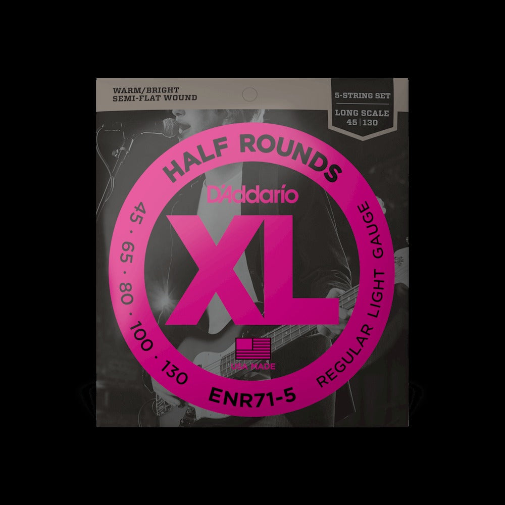 45-130 Regular Light 5-String, Long Scale, XL Half Rounds Bass Strings