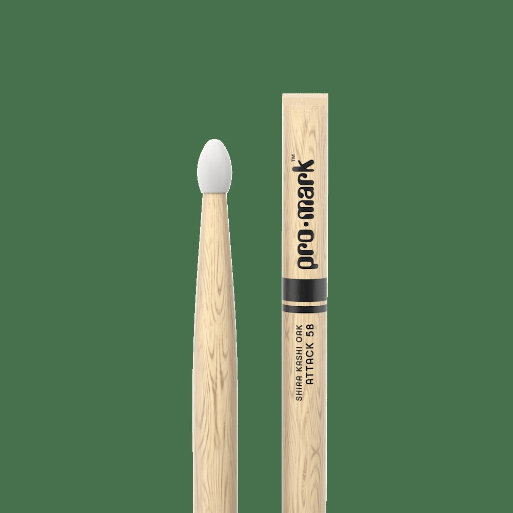 Classic Attack 5B Shira Kashi Oak Drumstick, Oval Nylon Tip
