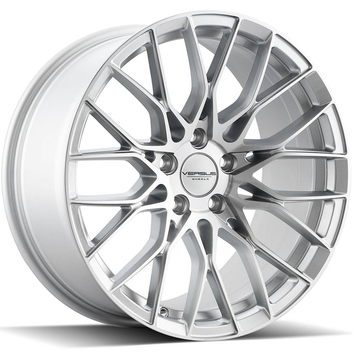Versus Racing VS442 Silver w/Machined Spoke Faces and Outer Lip Ring 18x8.5 | 5x114.3 (VS44218855114+40SMF)