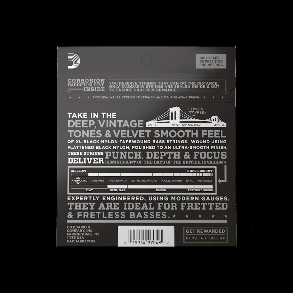 50-135 Medium 5-String, Long Scale, XL Nylon Tapewound Bass Strings