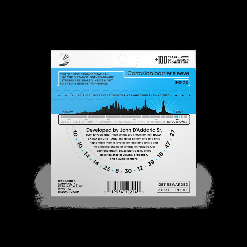 10-47 Light 12-String, 80/20 Bronze Acoustic Guitar Strings