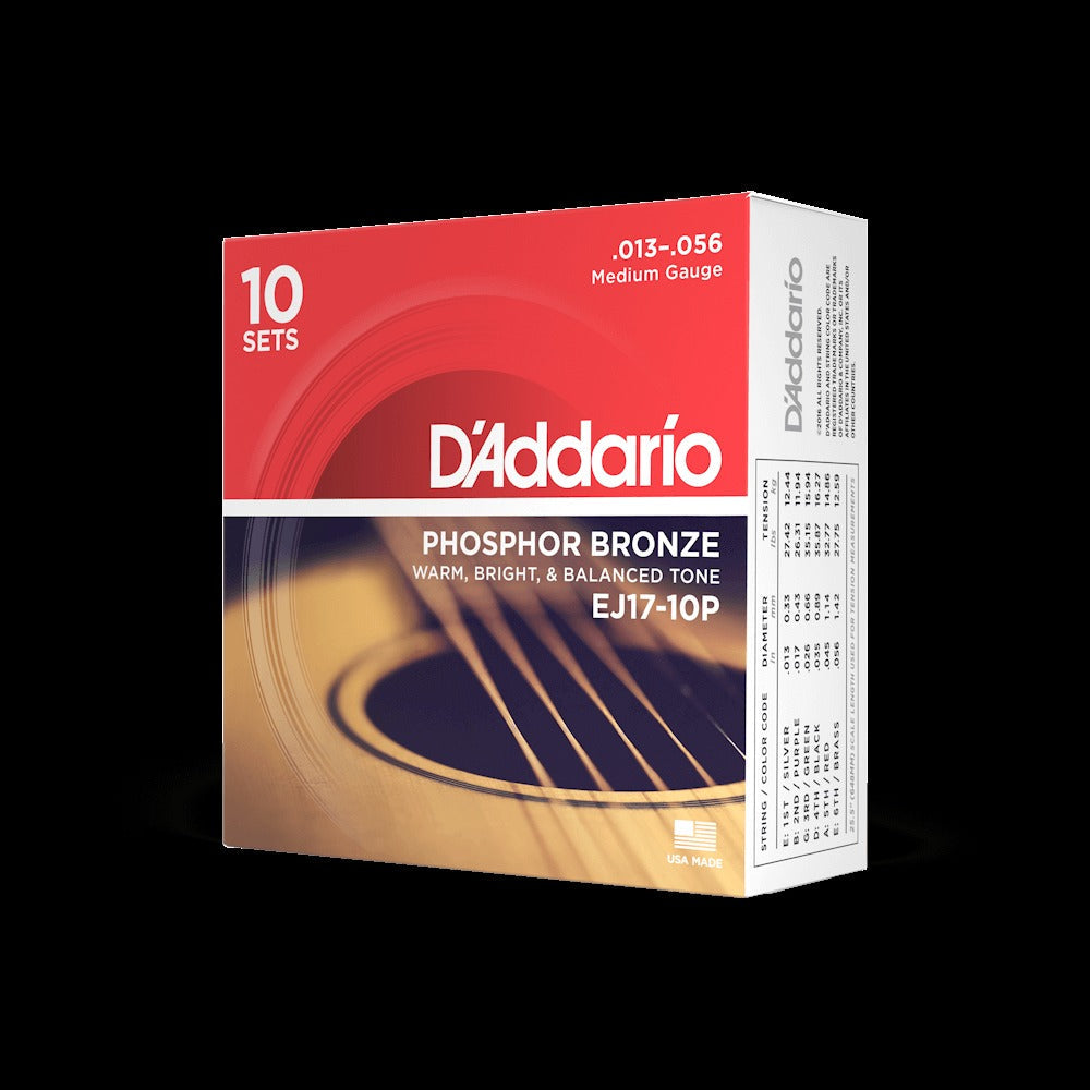 13-56 Medium, Phosphor Bronze Acoustic Guitar Strings