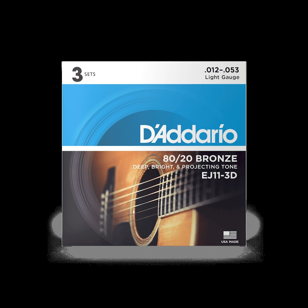 12-53 Light, 80/20 Bronze Acoustic Guitar Strings