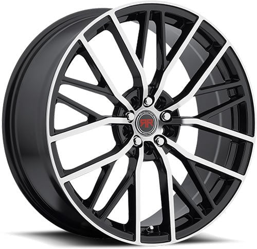 Revolution Racing RR07 Black w/ Machined Spoke and Lip Accents 20x8 | 5x112/5x114.3 (RR07-20851121143+40BM)
