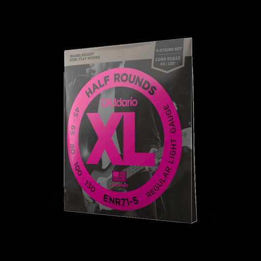 45-130 Regular Light 5-String, Long Scale, XL Half Rounds Bass Strings