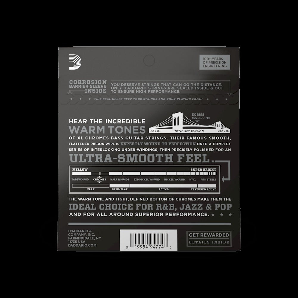 45-100 Regular Light, Short Scale, XL Chromes Bass Strings