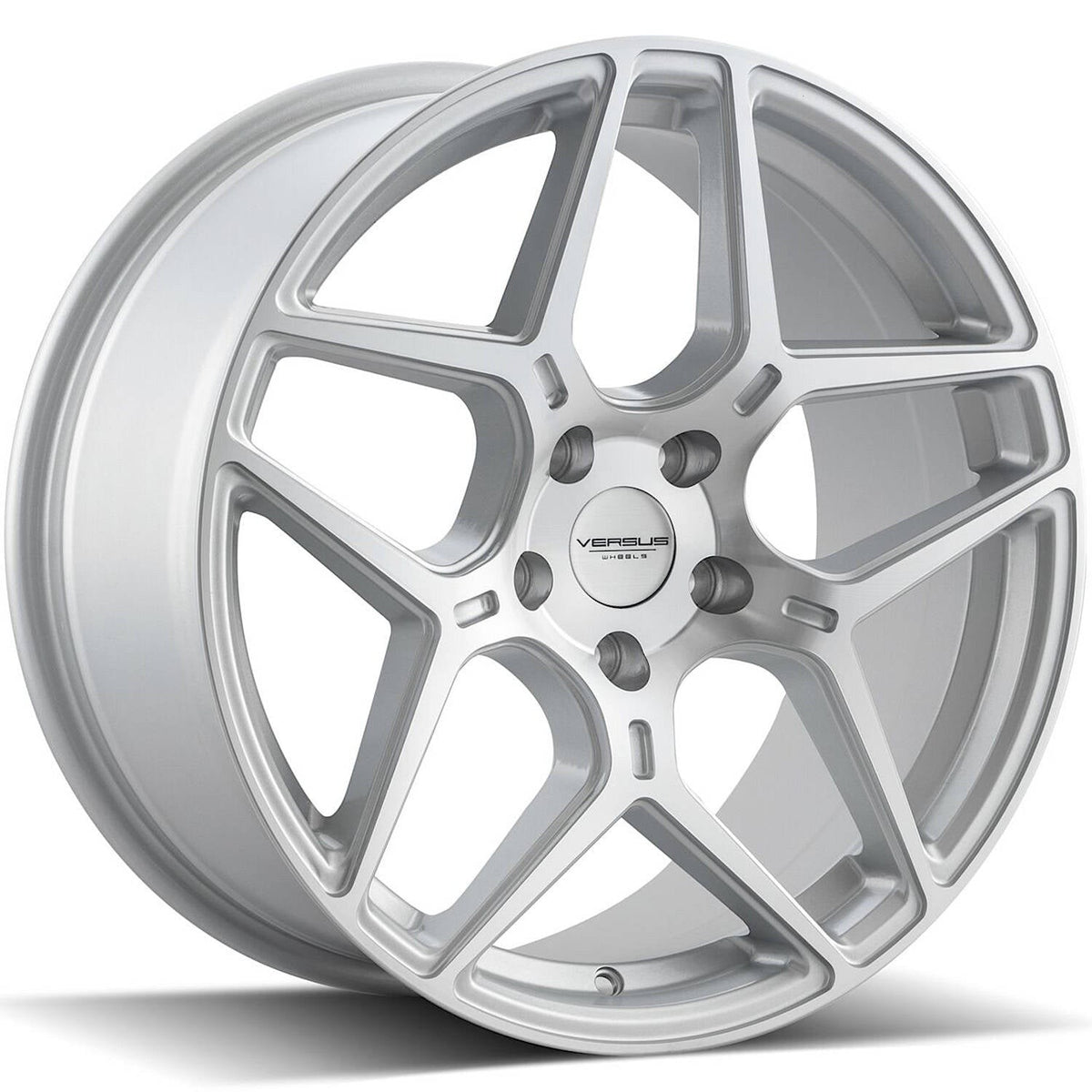 Versus Racing VS23 Silver w/Machined Spoke Faces and Outer Lip Ring 17x7.5 | 5x112 (VS2317755112+35SMF)