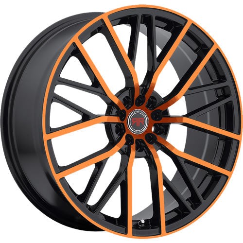 Revolution Racing RR07 Black w/ Copper Orange Spoke Faces and Outer Lip 20x8 | 5x110/5x114.3 (RR07-20851101143+40BC)