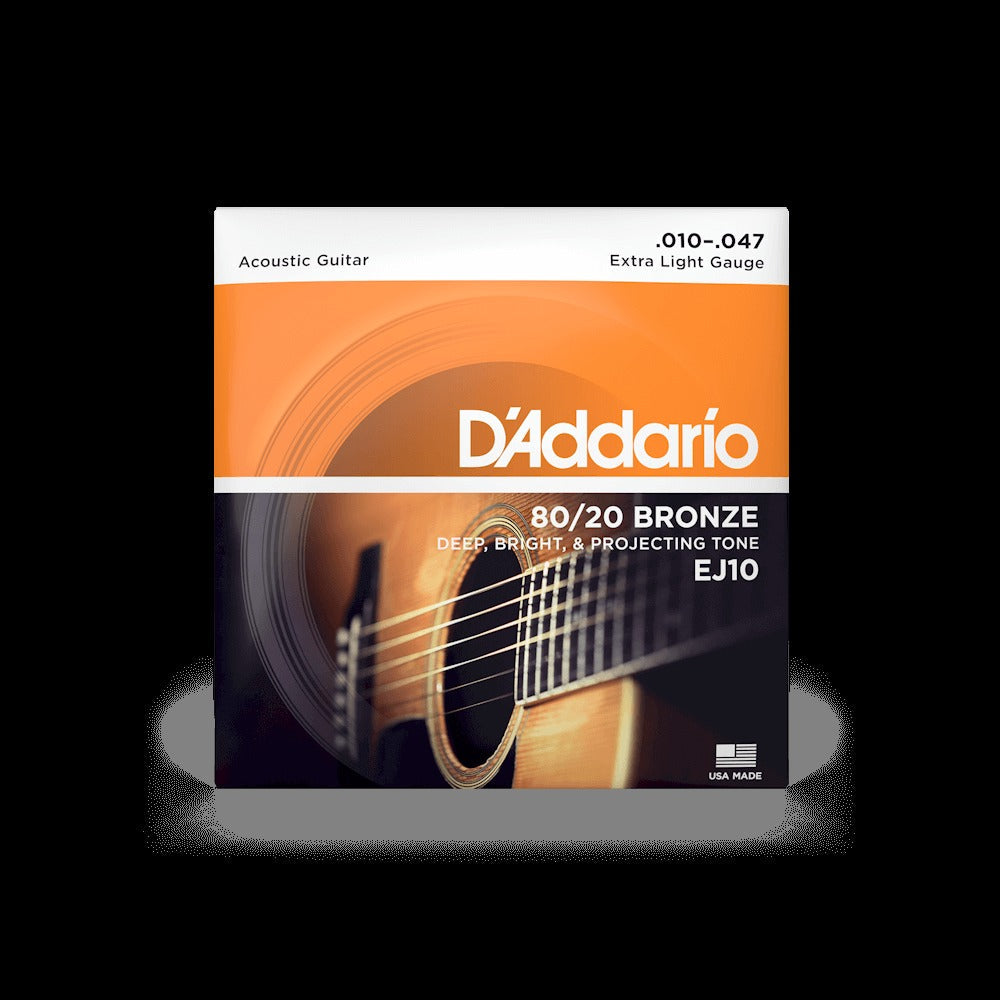 10-47 Extra Light, 80/20 Bronze Acoustic Guitar Strings