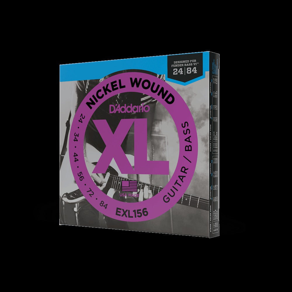 24-84 Fender Bass VI, XL Nickel Electric Guitar Strings