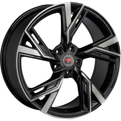 Revolution Racing R25 Gloss Black w/ Machined Spoke Faces and Outer Lip 20x8 | 5x114.3 (RR25-208514+40BM)