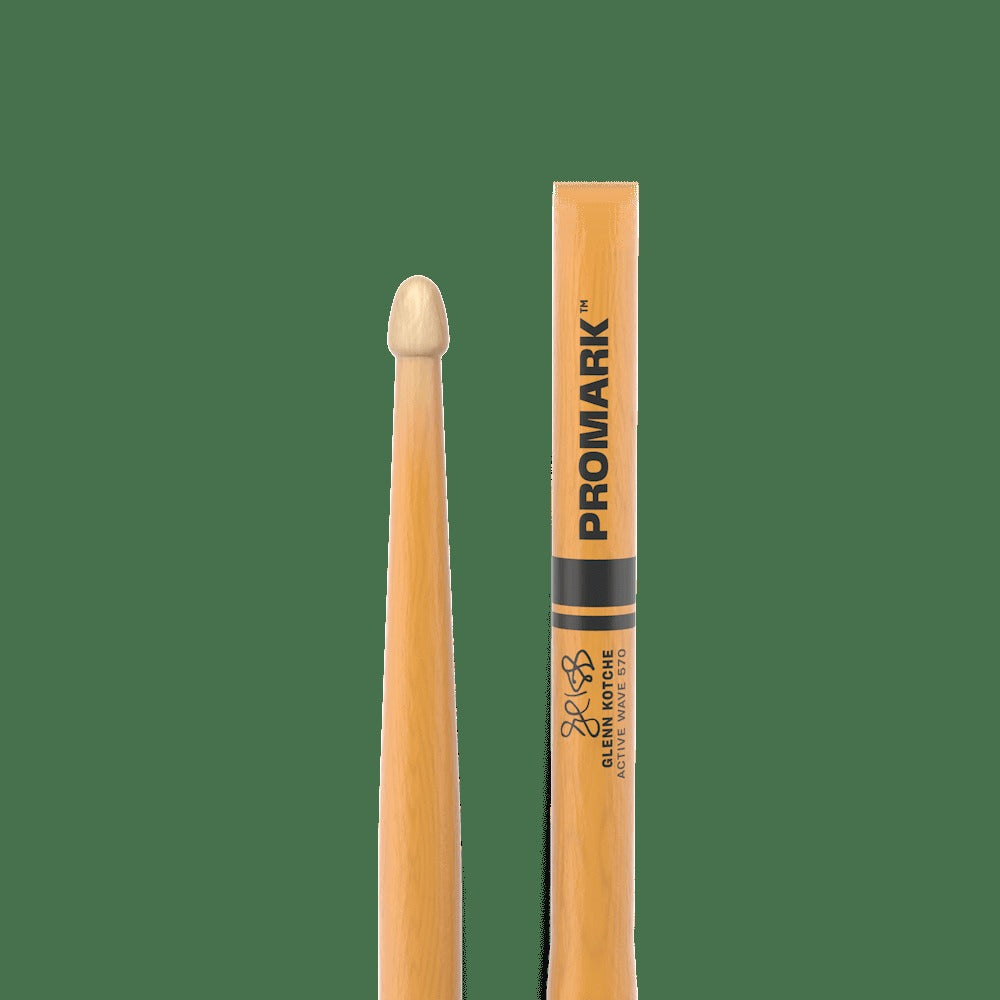 Glenn Kotche Active Wave ActiveGrip Clear Hickory Drumstick, Wood Tip