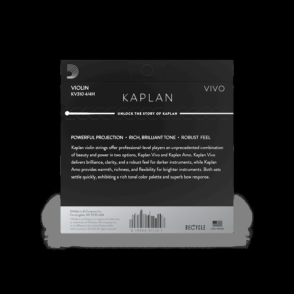 Kaplan Vivo Violin String Set, 4/4 Scale, Heavy Tension