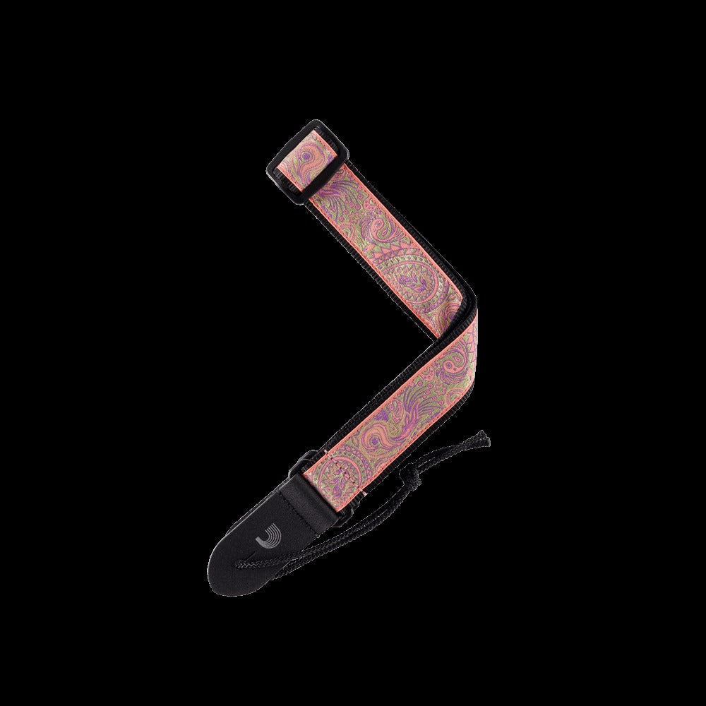 Jacquard Ukulele Straps, Paisley Pink/Green