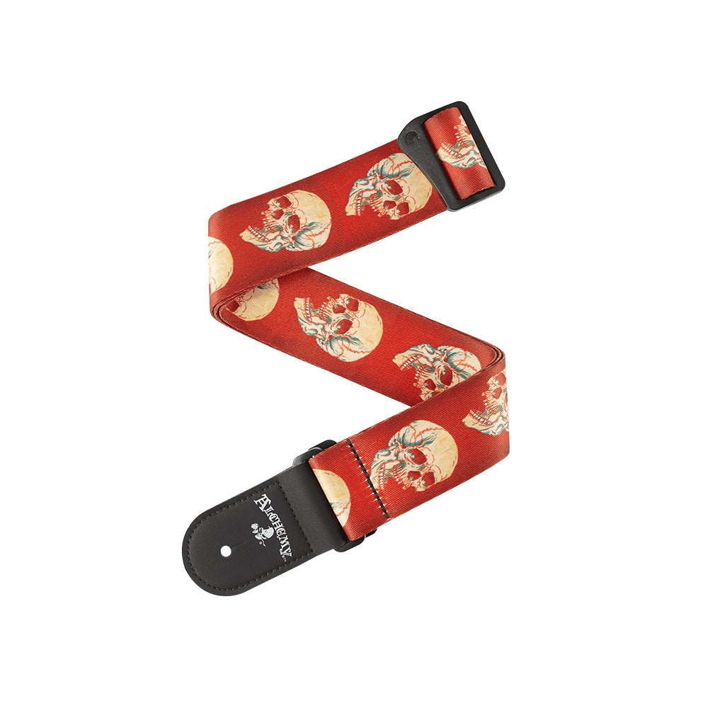 Alchemy Guitar Strap, Live Life Skull
