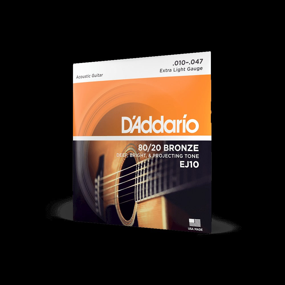 10-47 Extra Light, 80/20 Bronze Acoustic Guitar Strings