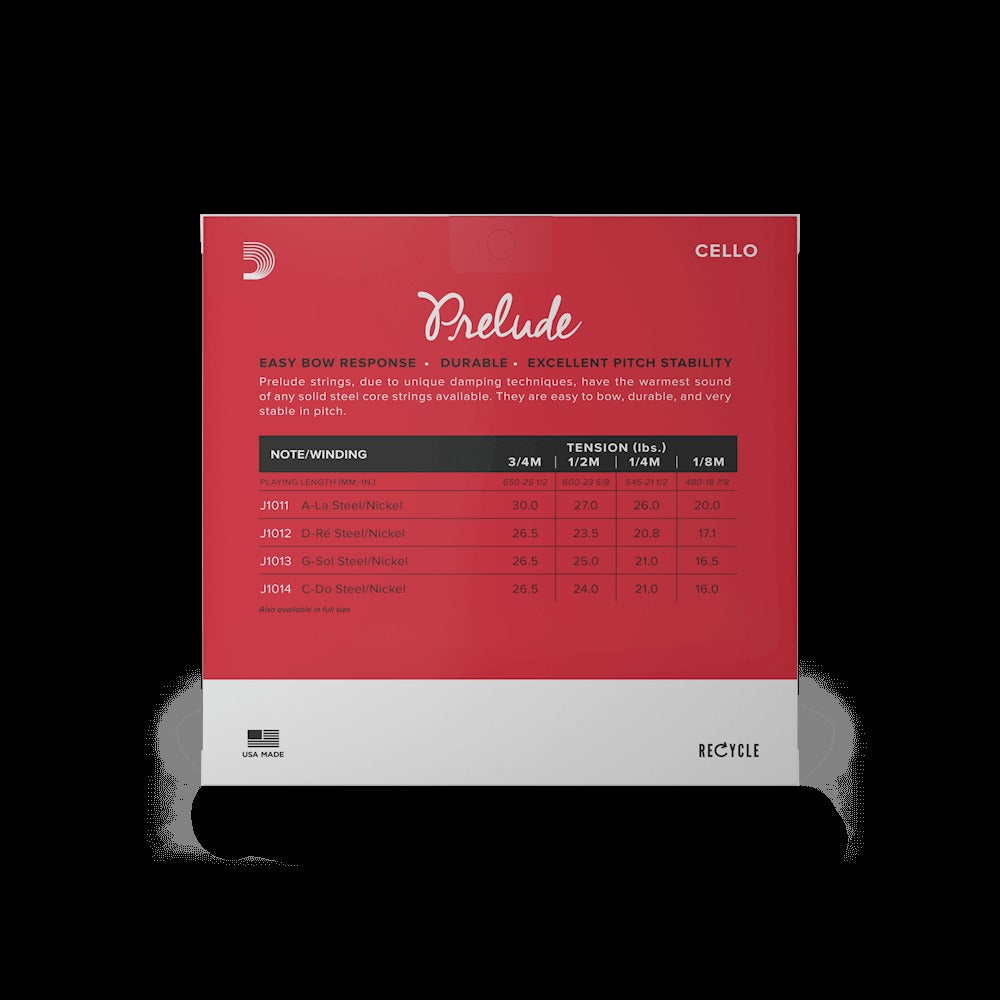Prelude Cello String Set, 3/4 Scale, Medium Tension
