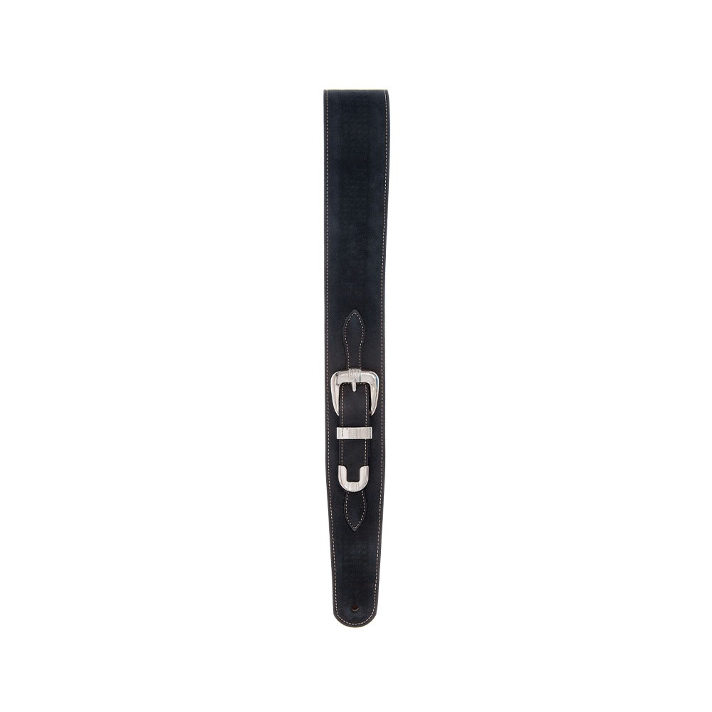 Belt Buckle Leather Guitar Strap, Black