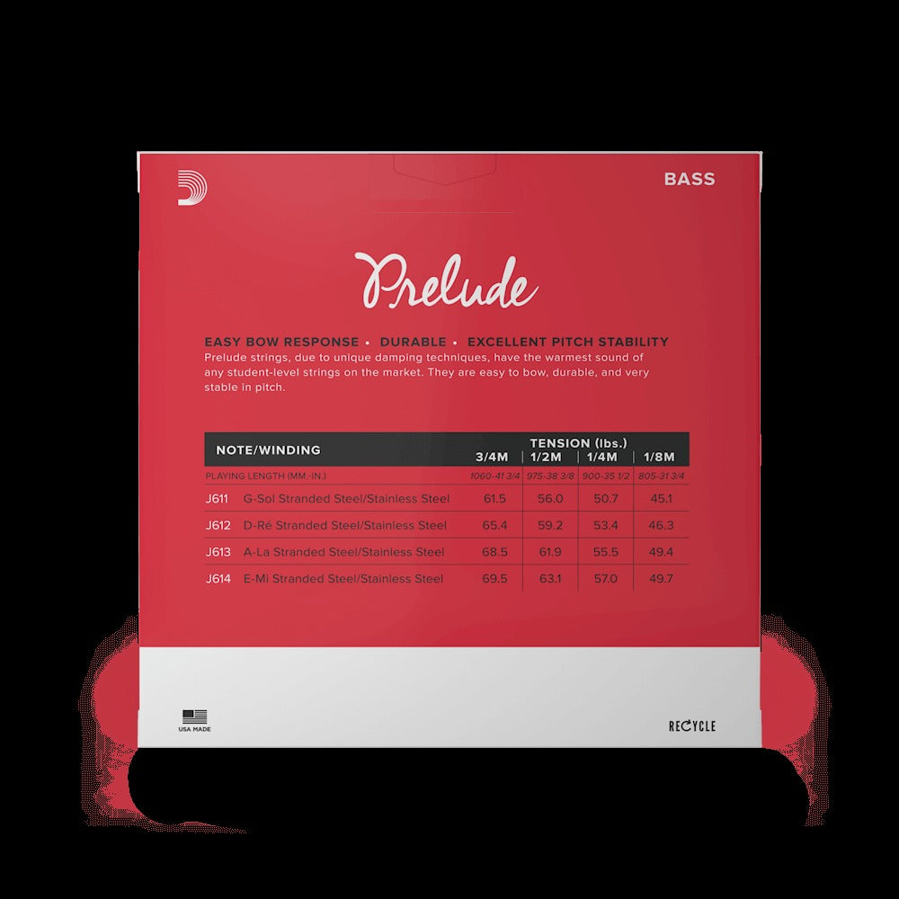 Prelude Bass String Set, 3/4 Scale, Medium Tension