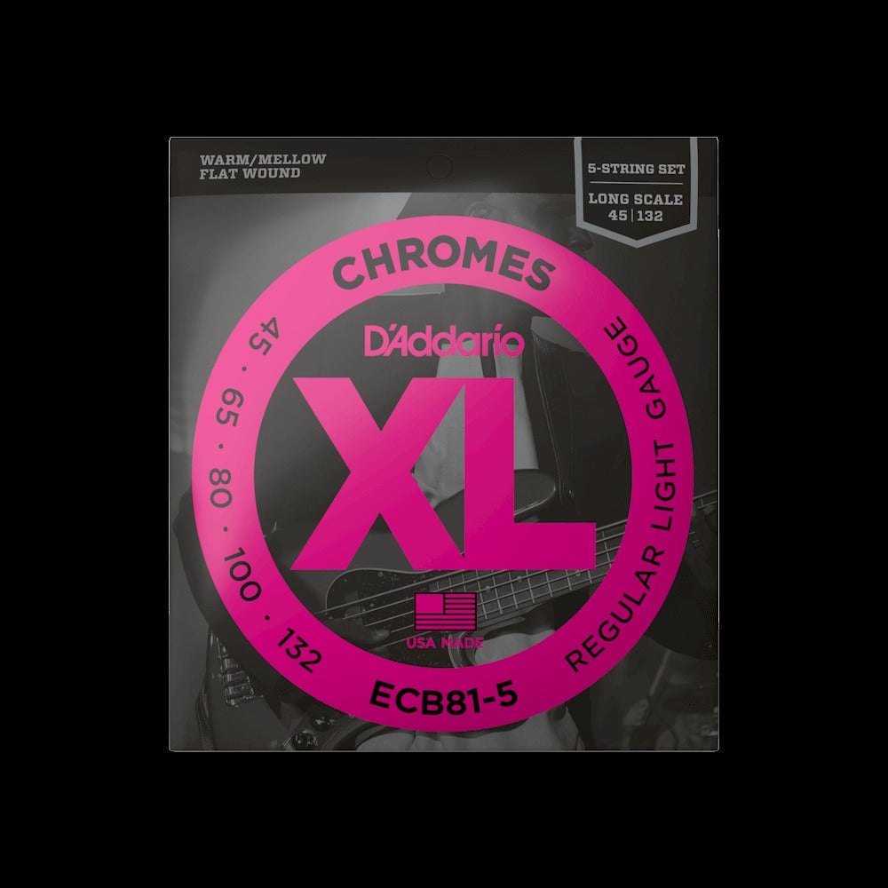 45-132 Regular Light 5-String, Long Scale, XL Chromes Bass Strings