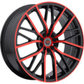 Revolution Racing RR07 Black w/ Red Spoke Faces and Outer Lip 20x8 | 5x115/5x120 (RR07-2085115120+40BR)