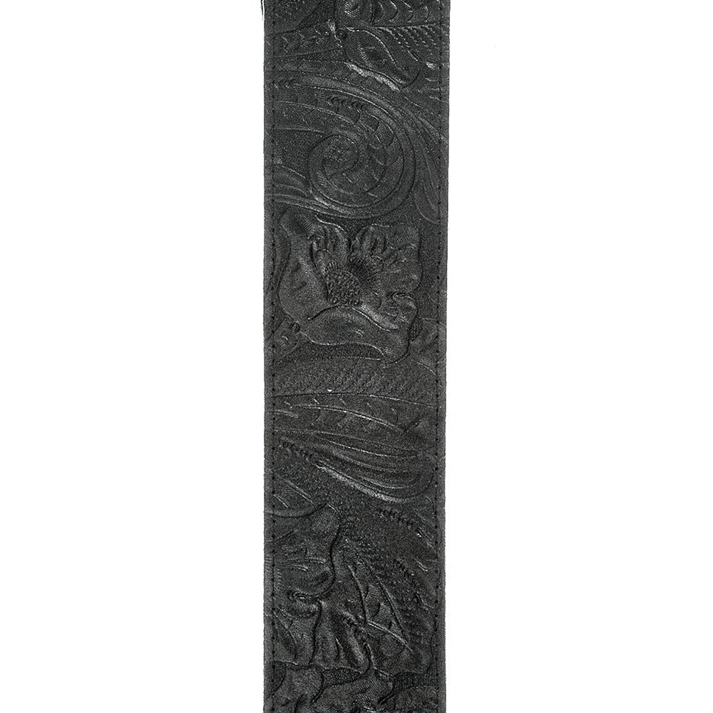 Embossed Leather Guitar Strap, Black