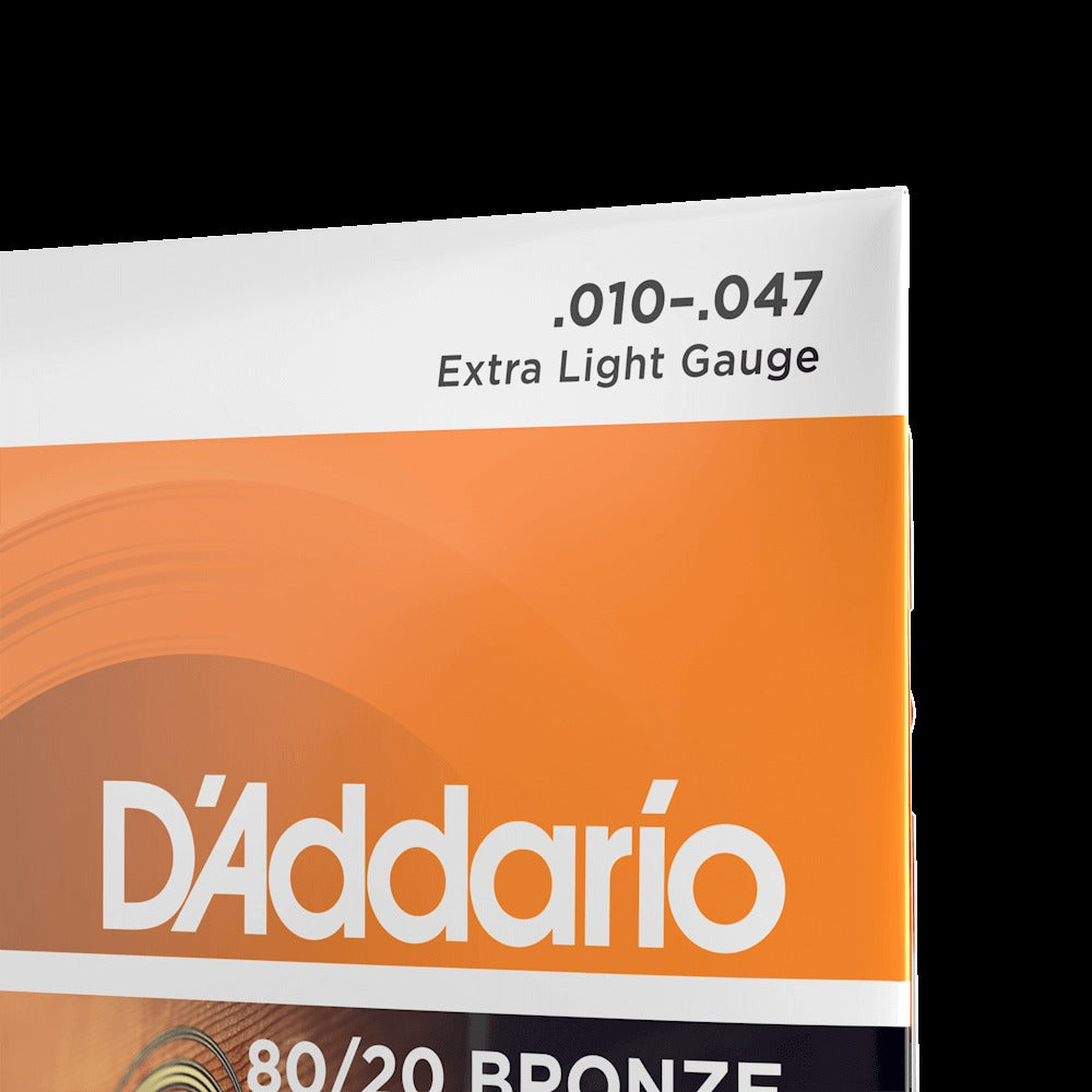 10-47 Extra Light, 80/20 Bronze Acoustic Guitar Strings