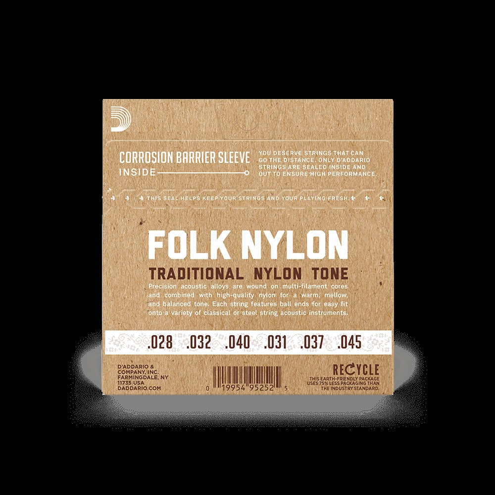 Normal Tension Ball End, 80/20 Bronze/Black Nylon, Folk Nylon Classical Guitar Strings