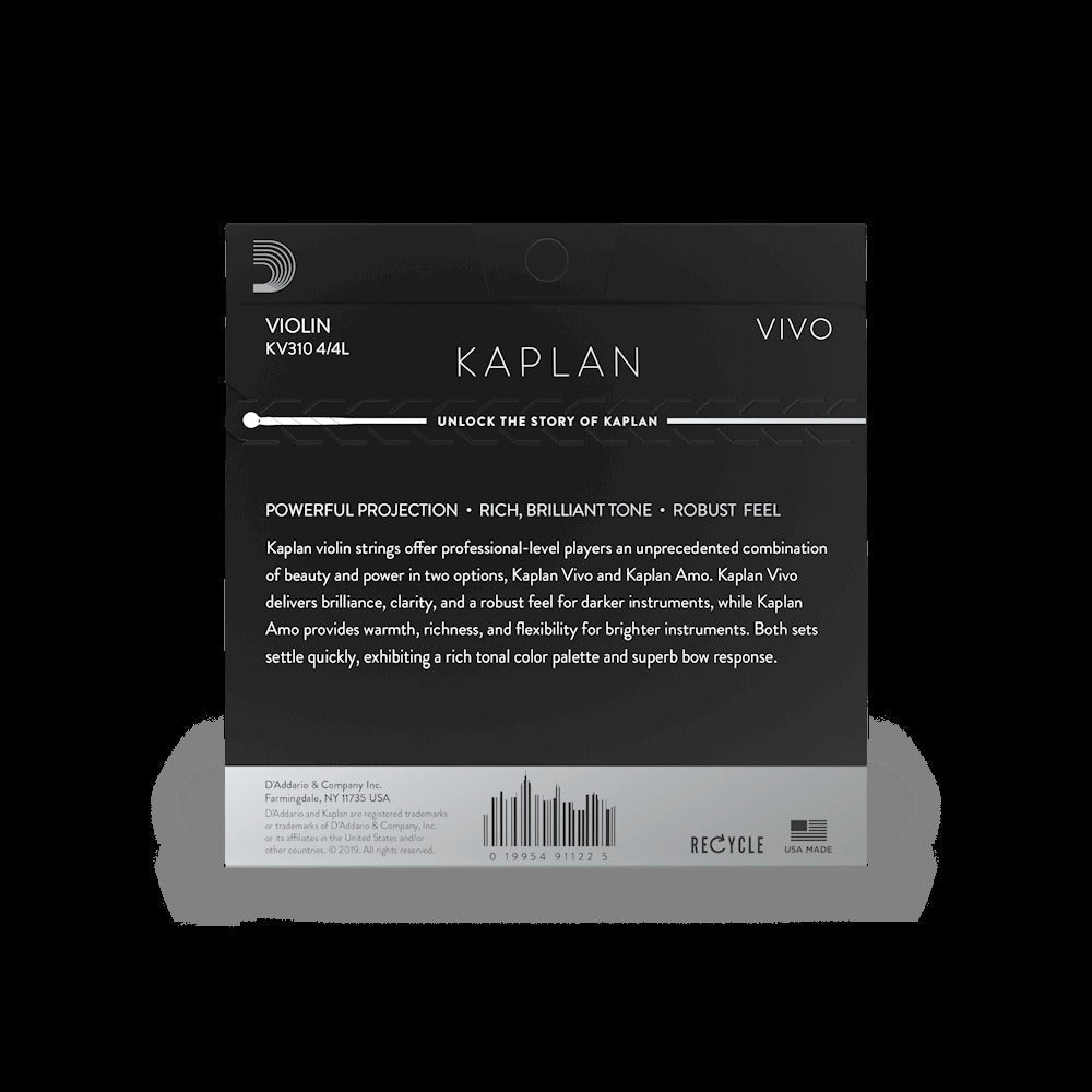 Kaplan Vivo Violin String Set, 4/4 Scale, Light Tension