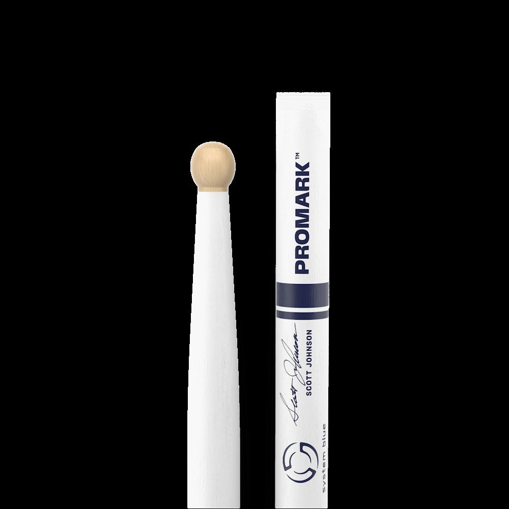Scott Johnson Painted White Hickory Drumstick, Wood Tip