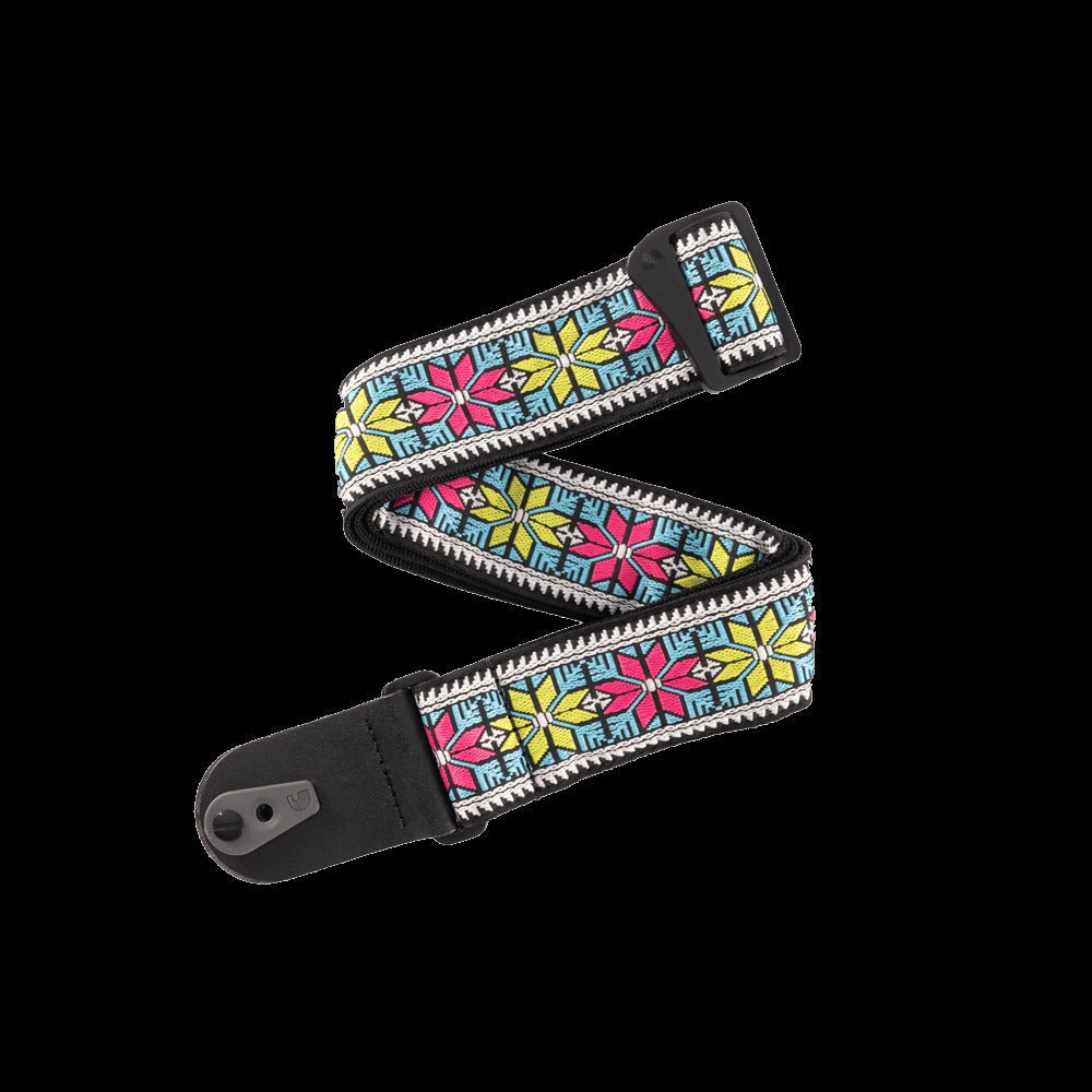 Pad Lock Woven Guitar Strap, Parallel Flowers