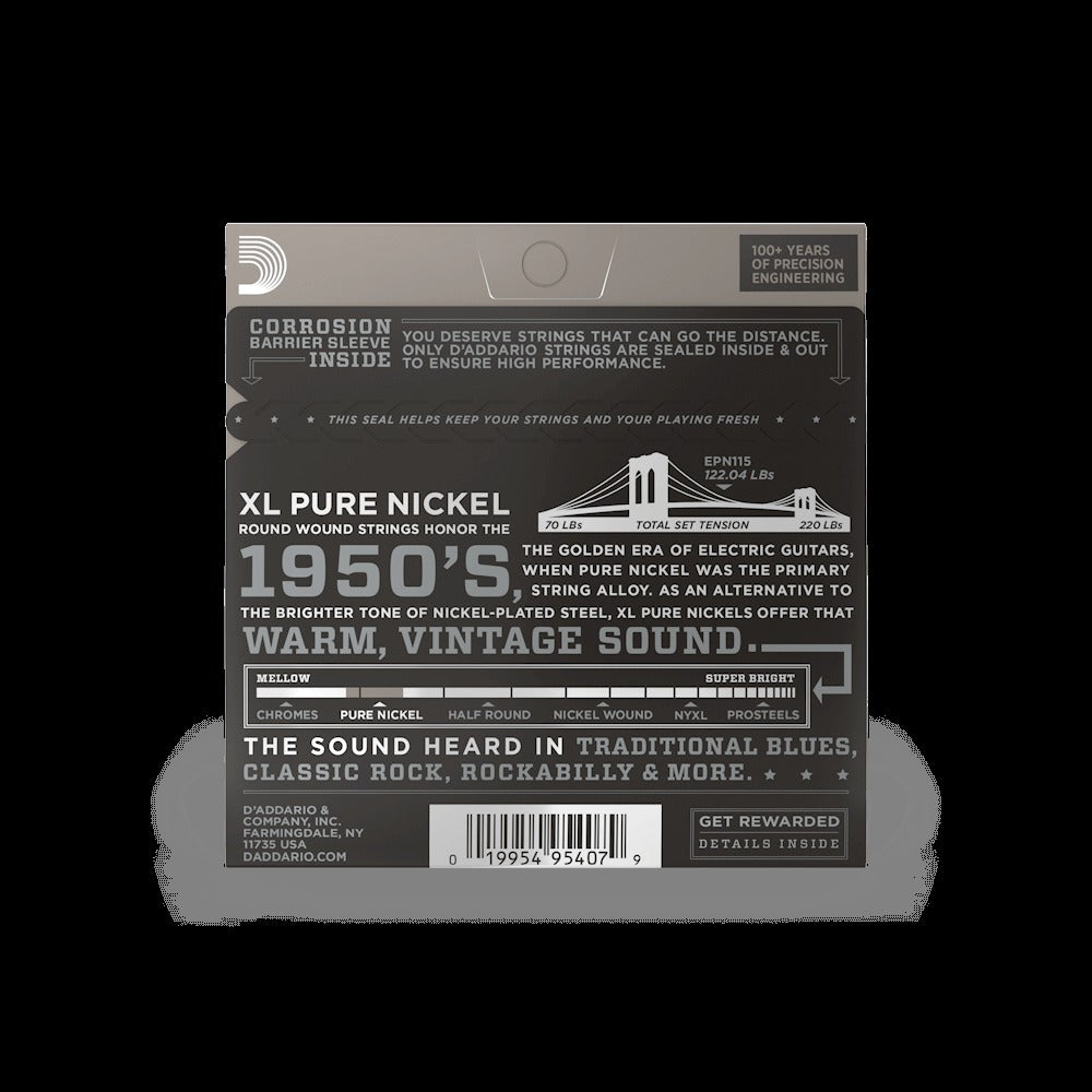 11-48 Medium, XL Pure Nickel Electric Guitar Strings
