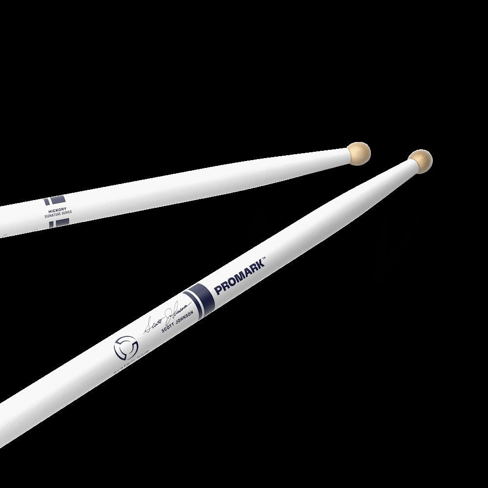 Scott Johnson Painted White Hickory Drumstick, Wood Tip