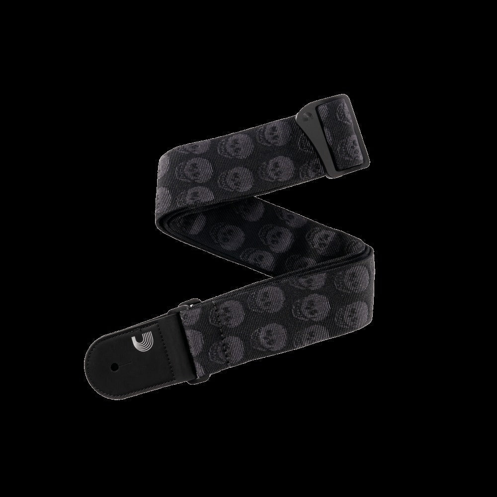 Woven Guitar Strap, Skulls Black