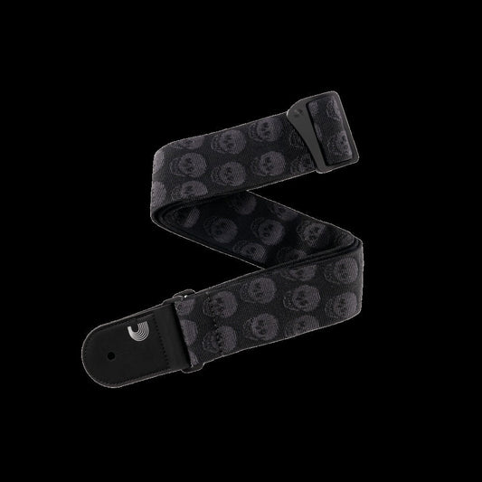 Woven Guitar Strap, Skulls Black