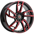 Revolution Racing RR22 Black w/ Red Spoke Faces and Outer Lip 20x8 | 5x105/5x114.3 (RR22-20850514+40BR)