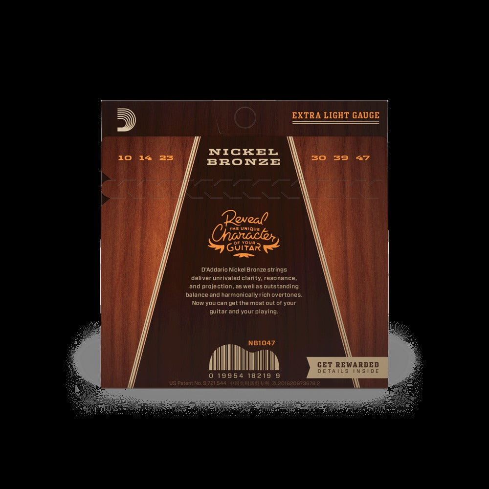 10-47 Extra Light, Nickel Bronze Acoustic Guitar Strings