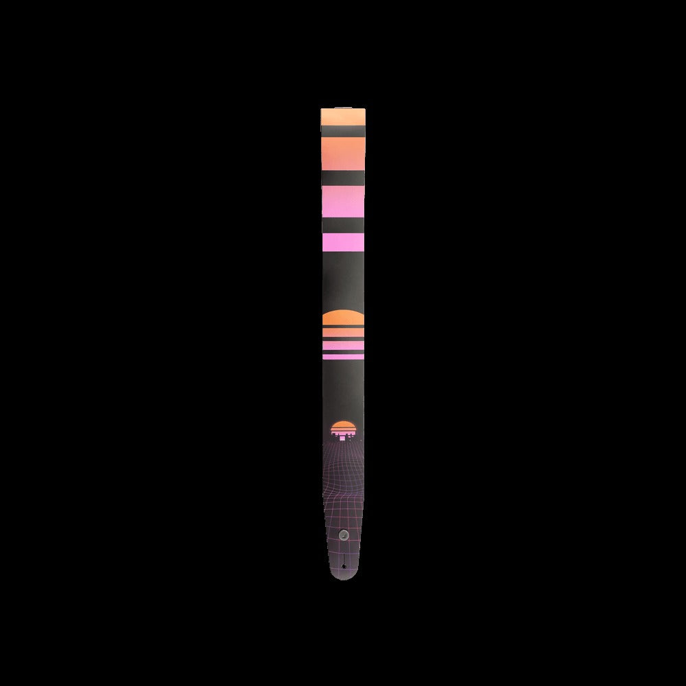 Outrun Printed Leather Guitar Strap, Power Grid